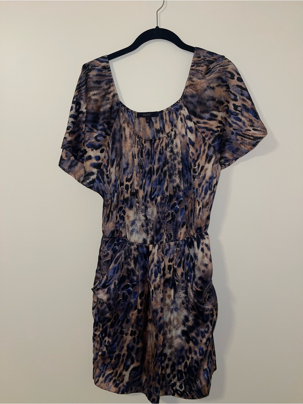 Eclair Printed Mini Dress in Brown and Blue